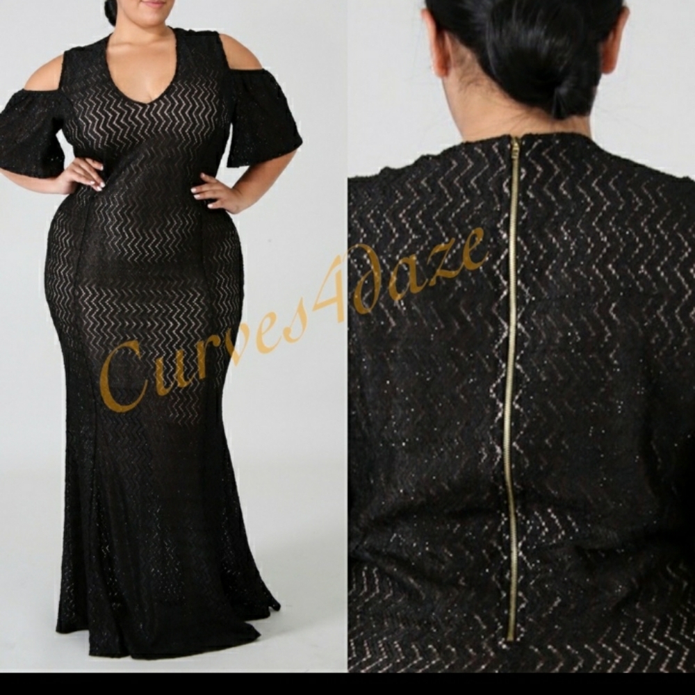 Sparkly Cold Shoulder Black Dress
